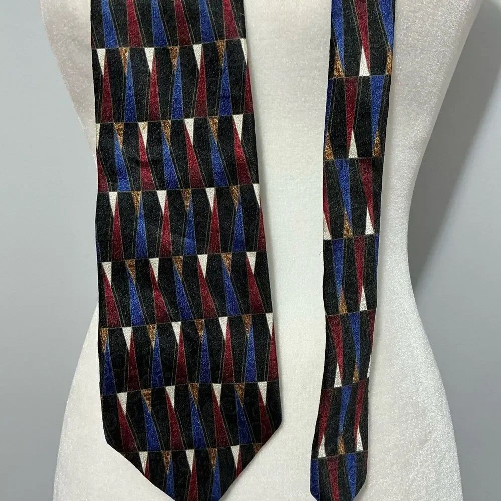 Pierre Cardin Geometric Patterned Silk Tie - Multicolor